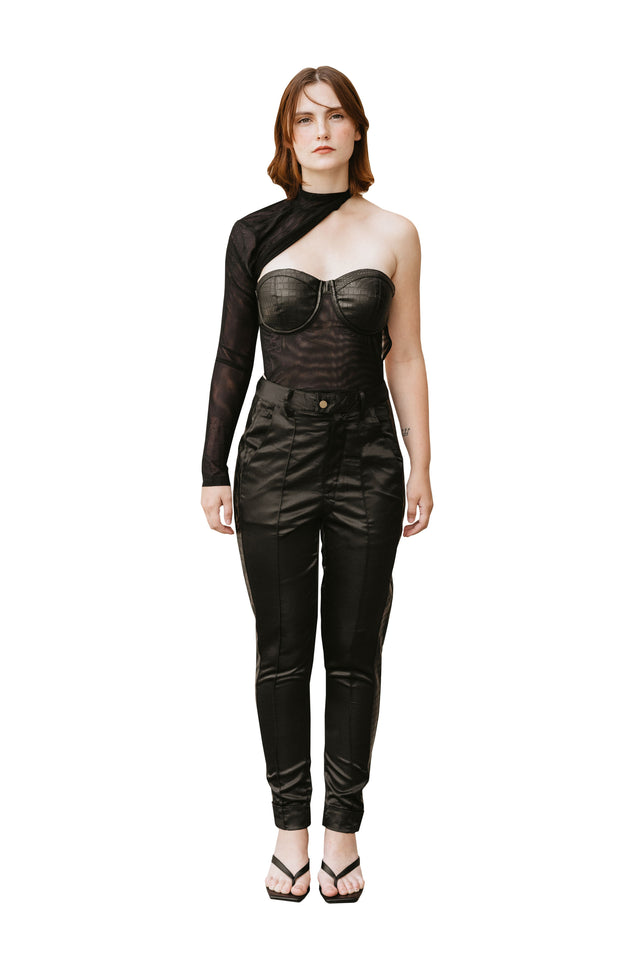 Leather Mesh Bodysuit